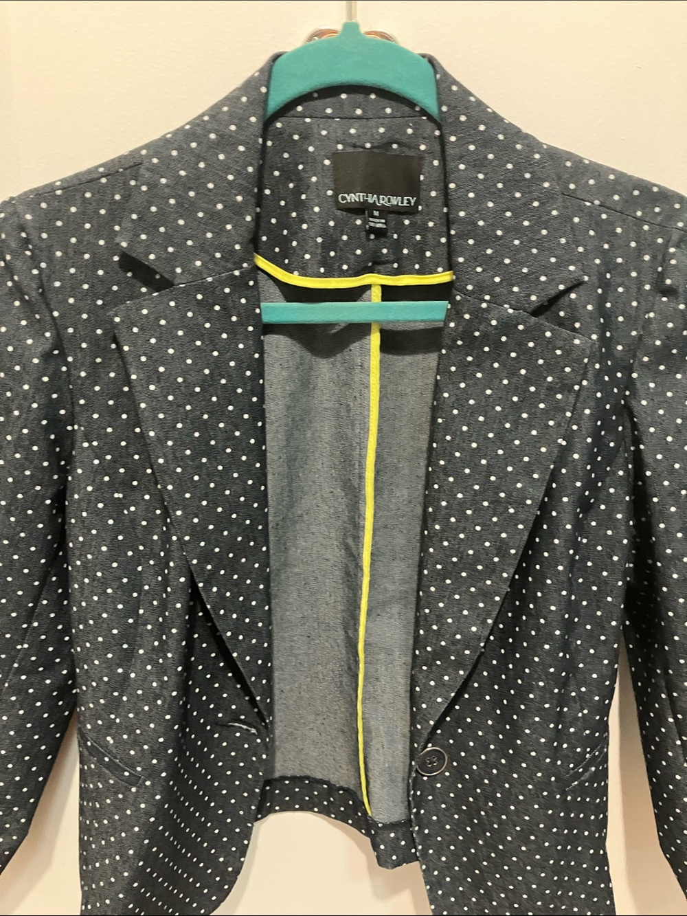 Cynthia Rowley Navy Blazer with White Polka Dots